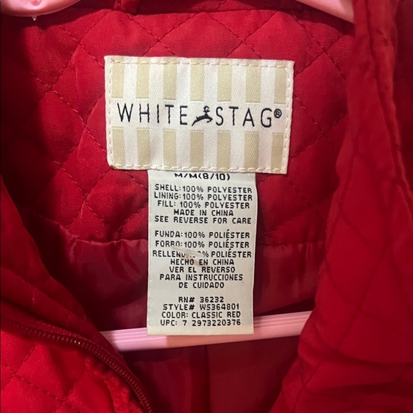 Cherry Red Quilted Jacket with cinch at waist medium - Picture 2 of 6